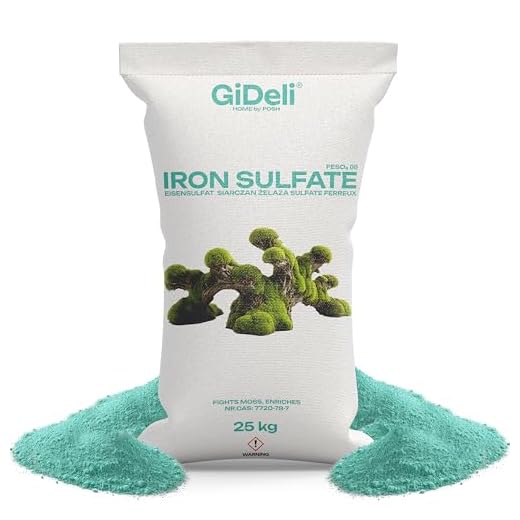 GiDeli Eisensulfat Heptahydrat 25kg - Eisendünger für Rasen, Rhododendron & Hortensien - Dünger Garten Gegen Moos & Gelbe Blätter - Wasserlöslicher Rasendünger für Sattes Grün & Bodenverbesserung