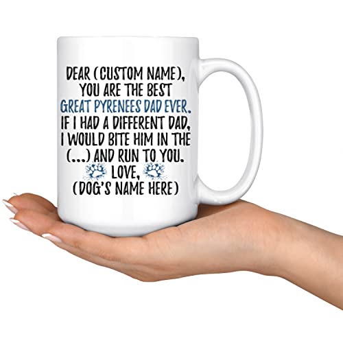 Personalized Great Pyrenees Dog Dad Coffee Mug, Great Pyrenees Mens, Great Pyrenees Daddy Mug, Great Pyrenees Owner Present (15 Oz) #TOP2
