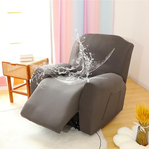 Morbuy Funda de Sillón Relax Elástica con Bolsillo para Butaca Reclinable, 1/2 /3 Plazas Fundas de Butacas Relax Reclinable Ajustables Universal, Fundas de Sillón Protector (Gris,1 Plaza)