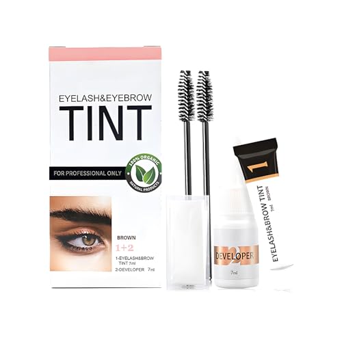 Eyebrow Tint Lash Lift Kit Brow Dye Eyelash Tint Brow Lamination 2 in 1 Dual Eyebrow and Eyelash Coloring Set Long Lasting 4-6 Weeks Waterproof Formula with Complete Tools (Brown*1)