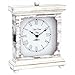Rustic Wood Clock for Shelf Table Or Desk 9"x7" - Farmhouse Decor Distressed White Washed Mechanical Powered for Office, Bedroom Fireplace Mantel Living Family Room. AA Battery Operated Non-Digital