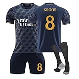 Generisch Trikot Herren Fussball, Kinder Fußball Set Nr.9 Benzema Nr.11/8 21 20 Fußballtrikot R.Madrid Fussball Sportshirt Junge Football Training Tshirts Shorts Und Set (S, 8)
