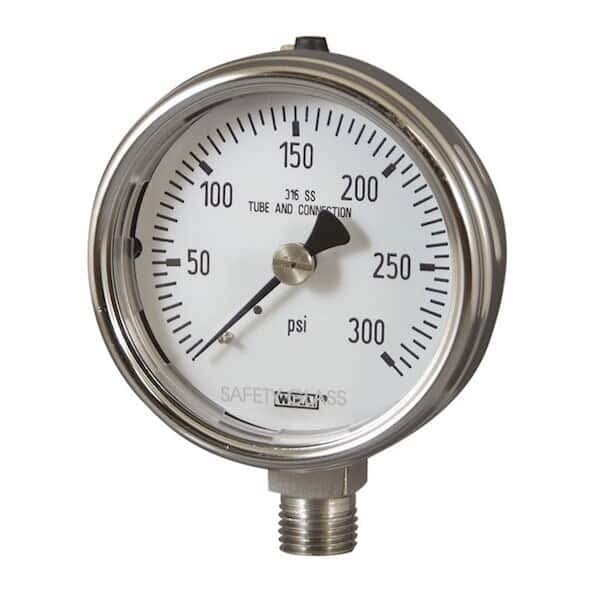 Wika 232.54 2.5 Industrial Stainless Steel Gauge, 0 to 600 psi