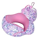 SKYTRAX® Certified Kids Safe Memory Foam Travel Neck Pillows for Kids and Toddlers, Cute Cartoon Design, Car Seat & Airplane Head Neck Support, Adjustable Snap Buttons, Washable Soft Cover (Unicorn)
