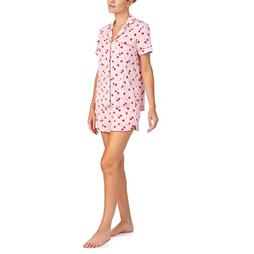 Image of kate spade new york Short Sleeve Brushed Jersey Notch Boxer Pajama Set