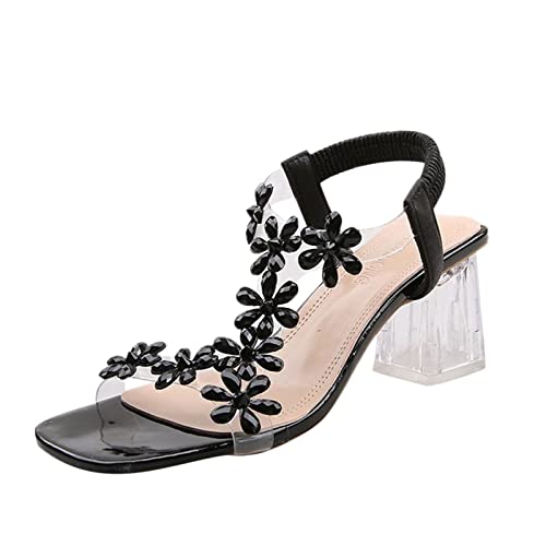Sandales de fleur en strap pour femmes à talons clairs élégants