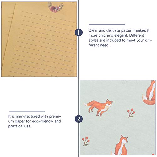 Toyvian 54Pcs Bonitos Envelopes de Papel de Carta Definidos 6Pcs Papel de Carta Escrito 3Pcs Adoráve