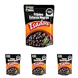 Isadora - Frijoles Enteros Negros - Formato Bolsa - 454g - Hechos en México - Rico en Fibra - Ingredientes naturales - Listo para comer (Paquete de 4)