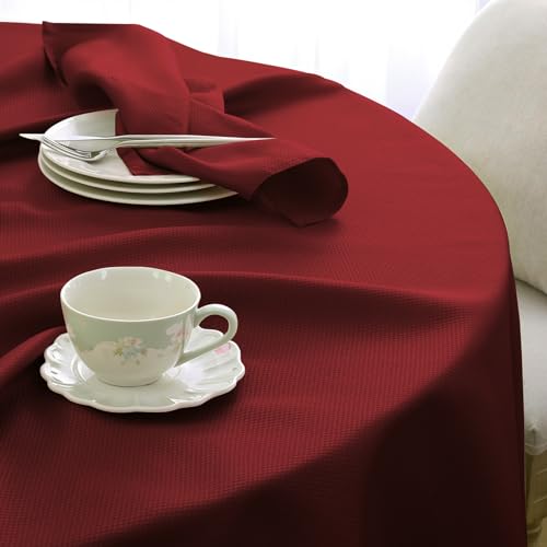 Softalker Tischdecke Rot Rund 140 cm Tischdecke Silvester Tischtuch Wasserabweisende Jacquard Geometrischem Tischwäsche Dekotischdecken für… – Ansicht 1
