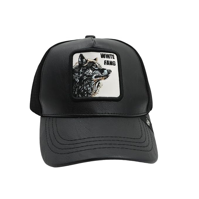 Image of kill off Leather Baseball Cap Panther Patch Cap Trucker for Men Snapback Mesh Animal Patch Hat Men's Black Djustable Baseball Hat Streetwear Fashion Hat
