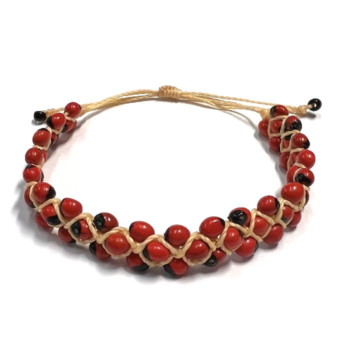 Pulsera de Peonia Ajustable, Peony Seeds Bracelet Adjustable String, Huayruro Seeds Bracelet