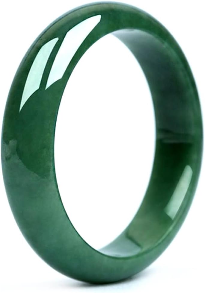 Burmese Jade Bracelet for Women Natural Genuine Dark Green Jadeite Bangle Jewelry with Certificate (Size : 64mm)