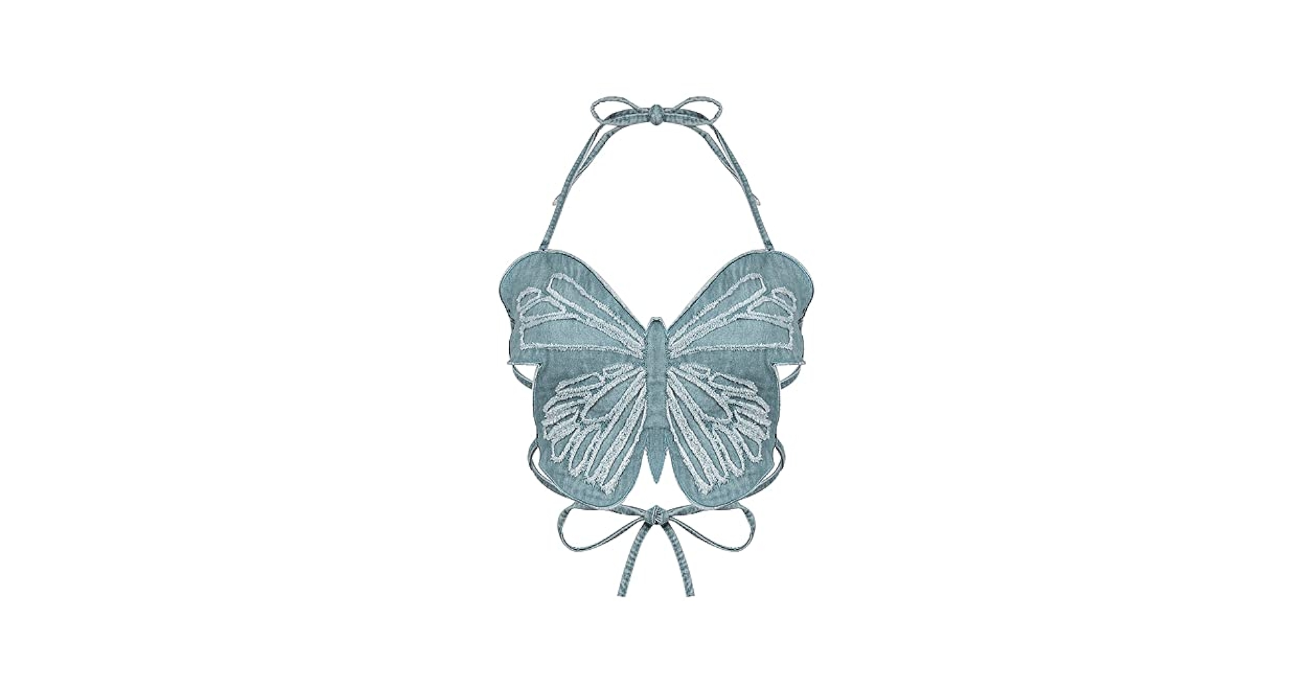 SFBBCLOZ Butterfly Denim Crop Top Jean Rave Top for Women