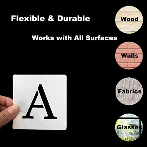 1 Inch Alphabet Letter Stencils for Painting - 70 Pack Letter and Number Stencil Templates with Signs for Painting on Wood, Reusable Alphabet and Numbers Stencils for Chalkboard Wood Signs & Wall Art