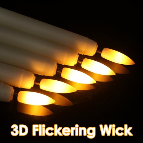 Image of GenSwin 26 Pcs Flameless Taper Candles with 3D Wick, Long LED Taper Candles Battery Operated, Flameless Battery Tall Candlesticks for Home Party Wedding Christmas Decorations(Ivory, D0.78 inch x H11 inch)