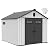 DWVO 8x10 FT Outdoor Storage Shed, 544 cuft Large Plastic Storage Shed with Floor & Lockable Door, Outside Tool Garden Shed with Windows & Vents for Patio Furniture, Lawn Mower, Bike, Black&Gray