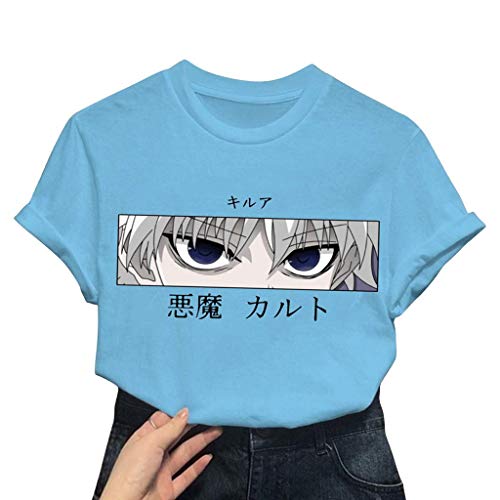 Tomwell Nouveau Mode T-Shirt pour Femmes à Encolure Ronde Manche Courte Impression 3D de T-Shirt Streetwear Tops Bleu L Cover