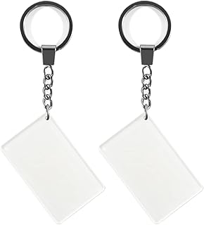 QQSD Solid White Blank Flag Keychain Plain White Key Ring (2 Pack)