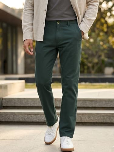 Image of Urbano Fashion Men's Regular Fit Mid Rise Cotton Casual Chinos Trousers Stretch