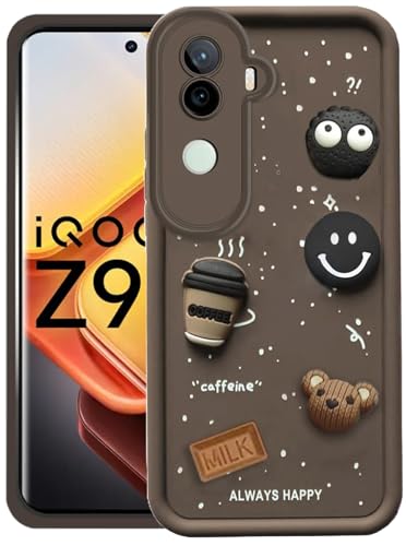 Image of GoldKart Back Case Cover Compatible for iVivo V40E 5G / iQOO Z9S 5G | Cute Fun Cartoon 3D Ball Coffee Silicone Case | Full Body Protection Back Cover for iVivo V40E 5G / iQOO Z9S 5G - Brown