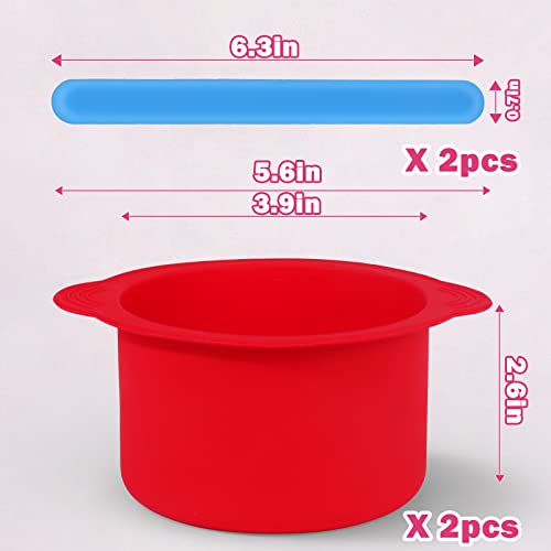 Mity Rain 2Pcs Silicone Wax Warmer Liner, Non-Stick Wax Pot Silicone Bowl Replacement, Reuse Wax Melt Warmer Liner With 2Pcs Silicone Spatulas For Hair Removal(Blue+Red) #TOP5