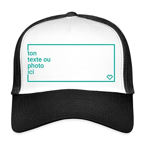 Spreadshirt® Créez Votre Propre Trucker Cap Personnalisé avec Texte ou Photo Imprimée Trucker Cap, Blanc/Noir Cover