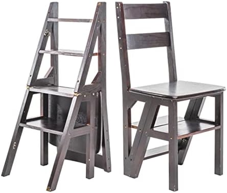 Solid Wood Folding Stool with Storage | Multi-Function Ladder Chair for Indoor Use | Sturdy, Space-Saving Design | Ideal for Home, Kitchen, and Office