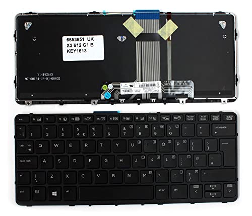 Clavier portable HP Pro X2 612 G1 rétroéclairé noir cadre UK PC
