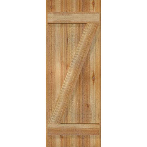 Ekena Millwork RBJ06Z16X043RWR TimberCraft Three 5 3/8" Boards Joined Board-n-Batten w/Z-Bar, Rustic Wood Shutters (Per Pair), 16 1/8"W x 43"H, Rough Sawn Western Red Cedar by Ekena Millwork - Image 5