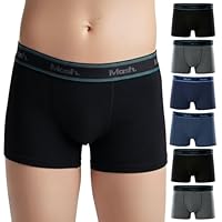 MASH INFANTIL Kit 6 Cuecas Boxer Algodão Hipoalergênico Meninos, 1 Azul Jeans - 1 Azul Marinho - 2 Cinza Mescla Escuro - 2 Preto, G