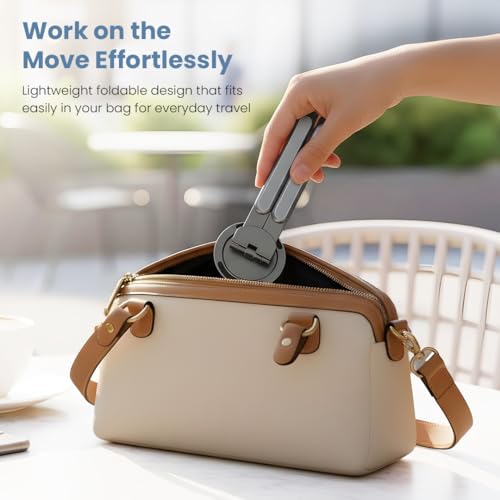 Image of Lapcare Buddi 4-in-1 Foldable Adjustable Aluminum Stand for Phone, Tablet & Laptop, 8 Height Levels, Magnetic iPhone Support, Titanium Grey