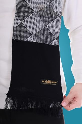 Image of Pick Ur Needs Premium Men's Warm And Stylish Woolen Muffler Angoora With Solid Color Plain Design And Stylish Tussles Ends Muffler For Men