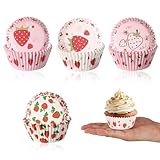 100pcs Strawberry Cupcake Liners, Sweet Strawberry Themed Cupcake Liners with PVC Transparent...