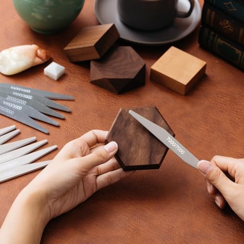 Honoson 10 Pcs Sanding Sticks Buffing Sanding Sticks for Plastic Models Assorted Grits Model Sanding Sticks Crafts Sticks Polishing Stick Metal Wood Sandpaper (Low Grits Rating,Double Angle Shape)
