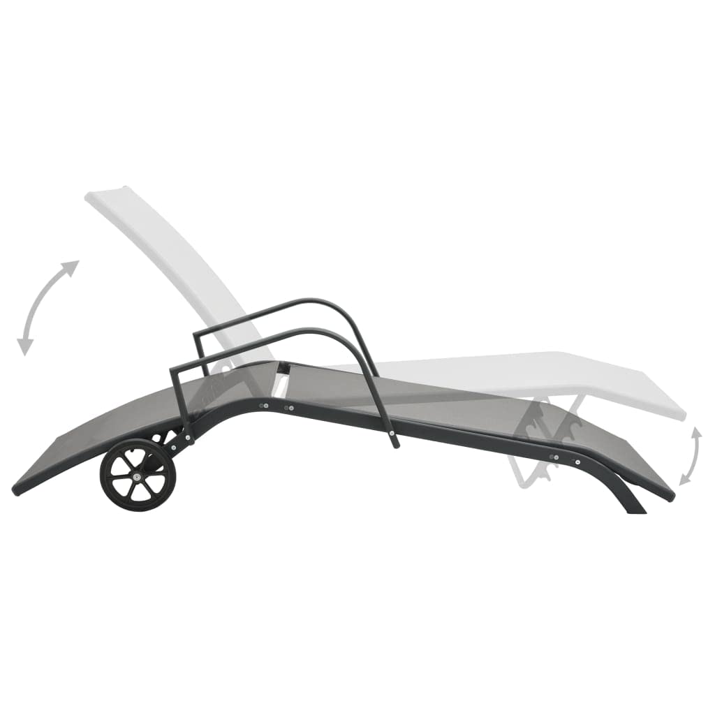 Lettino prendisole con ruote per un facile spostamento in acciaio con rivestimento in textilene e schienale regolabile per giardino