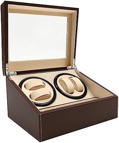 HauTour Uhrenbeweger Box - Luxus Uhrengehäuse Mit 4 Rotoren + 6 Ablagen