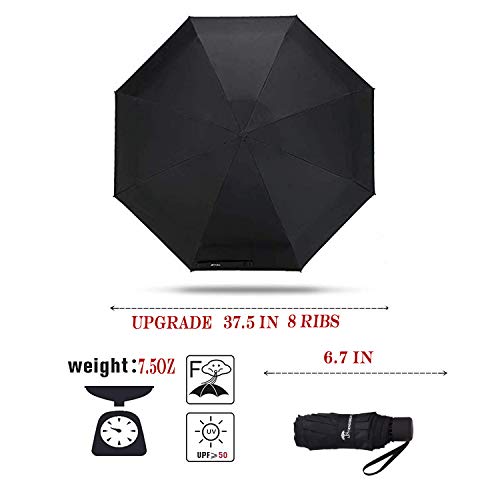 Sy Compact Travel Umbrella - Lightweight Portable Mini Compact Umbrellas (Black) #TOP1