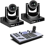 Prisual Sistema de cámara PTZ dual con zoom óptico de 30X, paquete profesional de 2 cámaras con controlador PTZ, seguimiento automático AI y salidas HDMI/3G-SDI/USB/LAN para producción en vivo