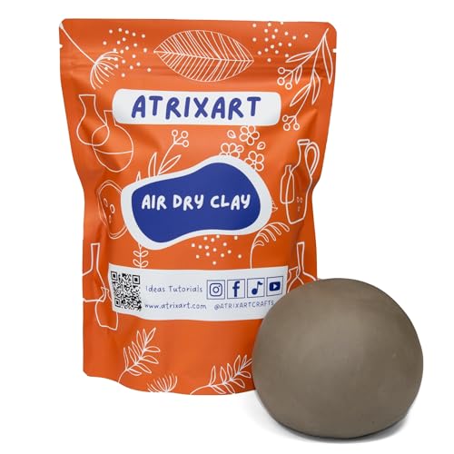 Atrixart Air Dry Clay, for Pottery Sculpting 1kg Bag. Our Premium Stoneware Pottery Clay is Fibre Reinforced for Strength and Crack Resistance. Ideal Modelling Clay for Adults Crafts