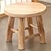 Unmbo Taburete Redondo De Madera,Taburete Bajo De Madera,Reposapiés Pequeño Vintage para Dormitorio Sala De Estar Baño,Mueble & Decoración De La Habitación-Barniz-11.8*9.8pulgada
