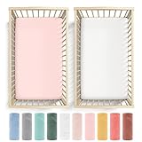 Bunnyjik 2 sábanas bajeras ajustables para cuna de viaje, cuna