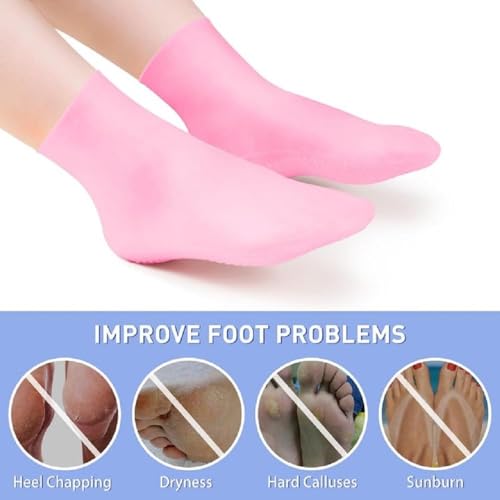 Image of Silicone Socks for Women & Men, Spa Gel Socks, Crack Heel Repair, Moisturizing, Durable & Reusable, Free Size, Dry Skin, Gel Socks for Women and Men