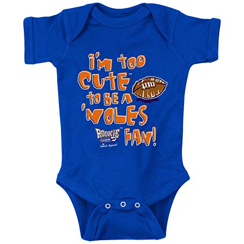 Smack Apparel Florida Football Fans. Too Cute to be a 'Noles Fan. Royal Onesie (NB-18M) (Onesie, 18 Month)