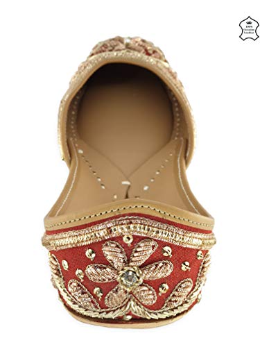 Image of Fulkari Women's Murraya Genuine Soft Leather Juttis | Bite and Pinch Free Jutis | Punjabi Jutti For Ladies | Bridal Ethnic Stylish Mojari Flats For Girls |