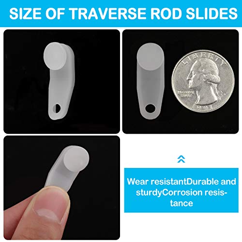 Jetec Traverse Rod Slides Replacement Plastic Snap-In Traversing Slides Curtain Rod Carrier Slides For Window Door Shower Curtain Drapery, White (30 Pieces) #TOP2