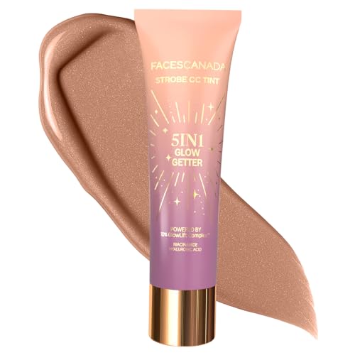 Image of FACES CANADA Strobe CC Tint - Twilight Veil 03, 27ml | 5-in-1 Serum + Moisturizer + Primer + BB /CC Cream + Strobe Cream | Lightweight | Radiant Dewy Glass Skin Glow | Niacinamide & Hyaluronic Acid | For Medium To Tan Skin