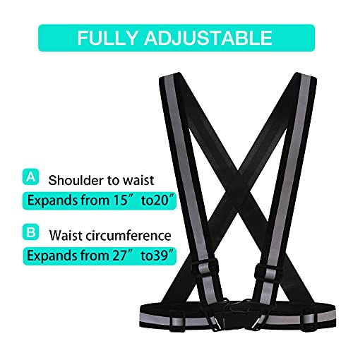 TCCFCCT Reflective Safety Vest High Visibility Vest for Construction Work, Reflective Running Vest for Jogging, Walking, Cycling, Adjustable and Comfortable Safety Gear, 2 Packs Black - Thumbnail 2