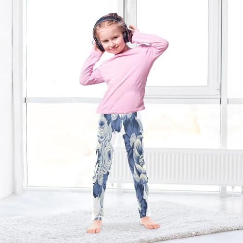 Bolaz Toddler Girls Leggings Printed Yoga Pants Leggings Blue Peony for Kids4