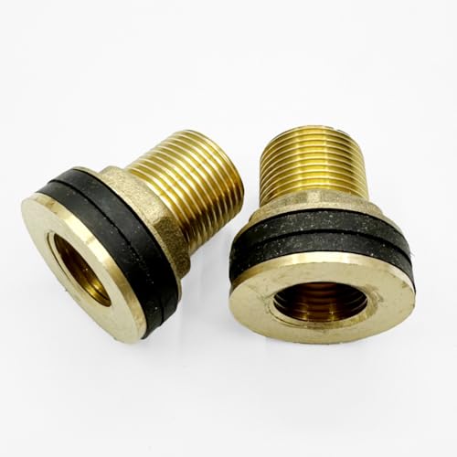 2 Stck Regentonnendurchfhrung, Messing Behlterverschraubung, AG 3/4" x IG 1/2", Tankdurchfhrung mit 4 Dichtungen, fr Wasserhahn, Behlter, Tanks und Fsser, 3/4" Auengewinde x 1/2" Innengewinde - Image 4