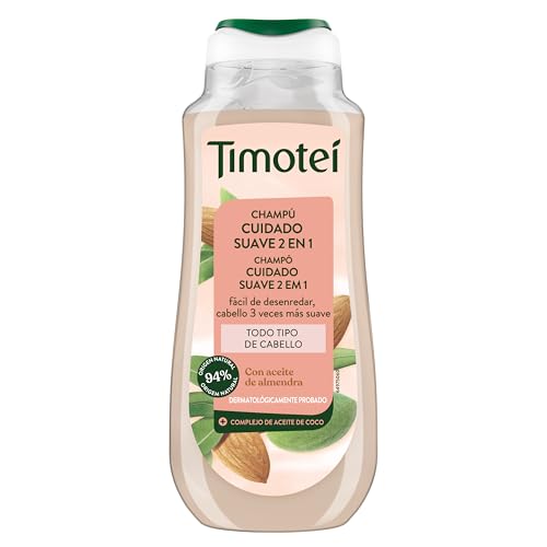 Timotei Champú 2 en 1 Cuidado Suave 300ml| Cabello 3 Veces Más Suave | Con Aceite de Coco | Limpia y Desenreda
